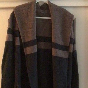 Brown and grey knee length cardigan